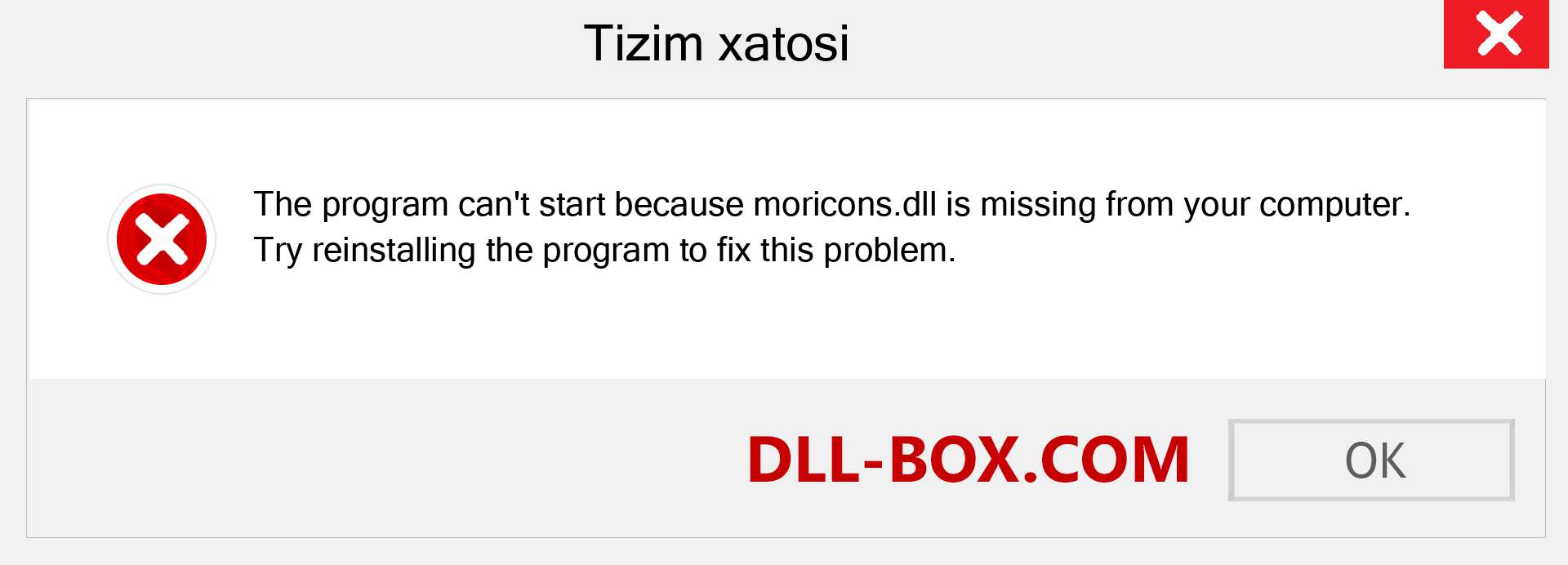 moricons.dll fayli yo'qolganmi?. Windows 7, 8, 10 uchun yuklab olish - Windowsda moricons dll etishmayotgan xatoni tuzating, rasmlar, rasmlar